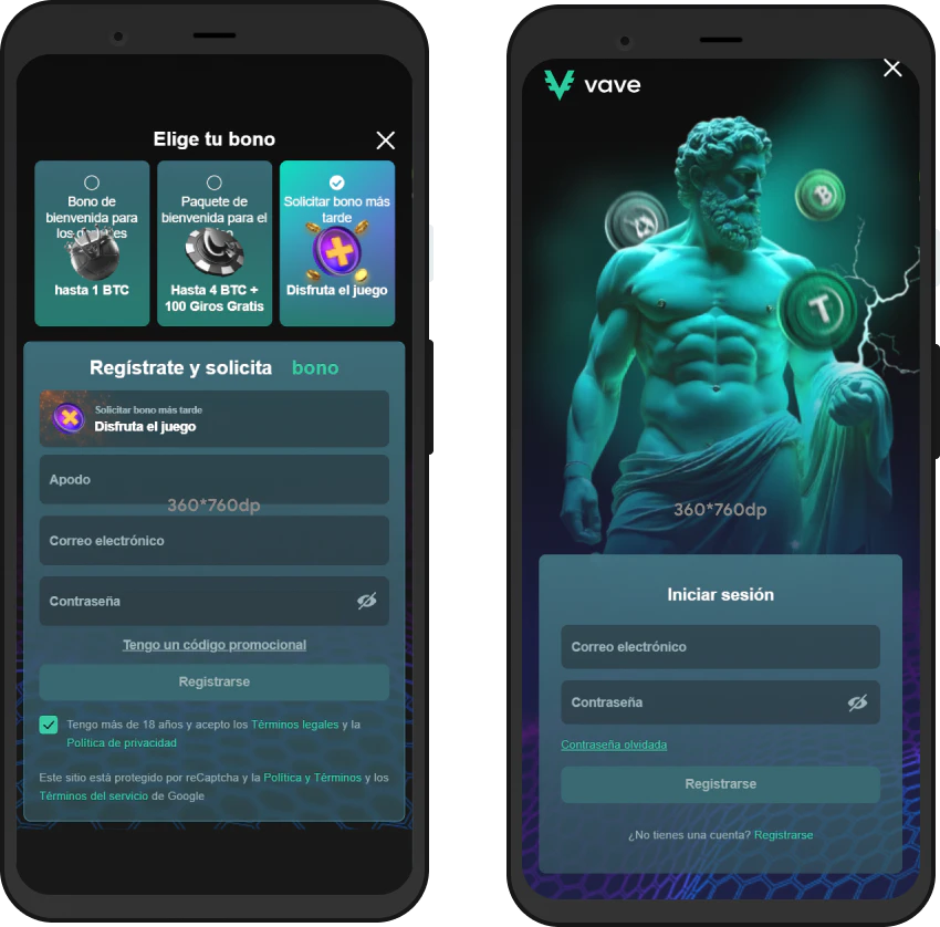 Vave: registro y acceso a la cuenta